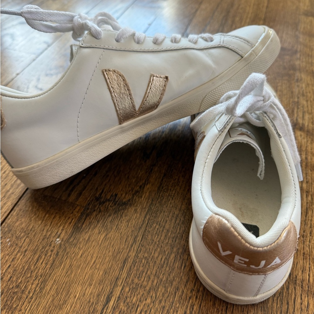 Veja White and Gold Sneakers - Picture 4 of 10